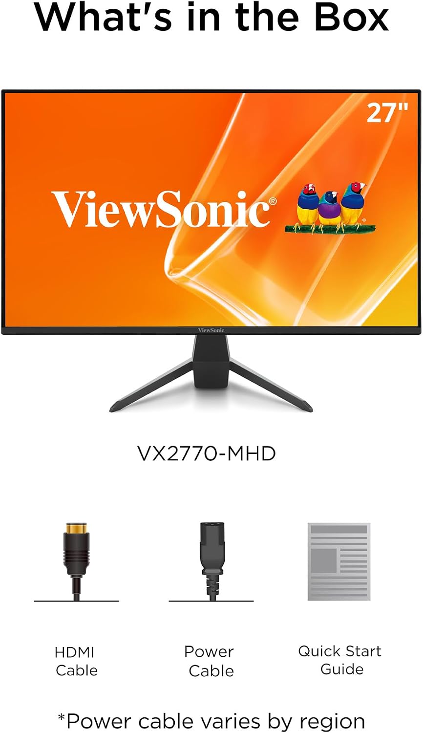 ViewSonic VX2770-MHD 27 Inch 1080p Monitor, IPS Display with 120Hz and Variable Refresh Rate for Ultimate Home Entertainment, Eye Care Technology, HDMI, and DisplayPort Inputs