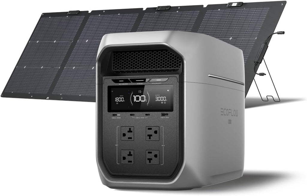EF ECOFLOW Portable Power Station DELTA 3 MAX Plus with 220W Solar Panel, 3000W Max Output, Fast 0–80% Recharge in 64mins, Reliable Home Backup & RV Camping