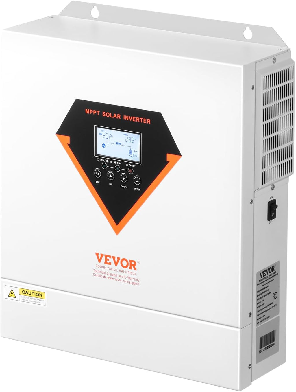 VEVOR Hybrid Solar Inverter, 3500W, Single Phase Pure Sine Wave Power Inverter, 24V DC to 220/230V AC, with Built-in 100A MPPT Solar Charge Controller, for Off-Grid System Lead Acid Lithium Battery