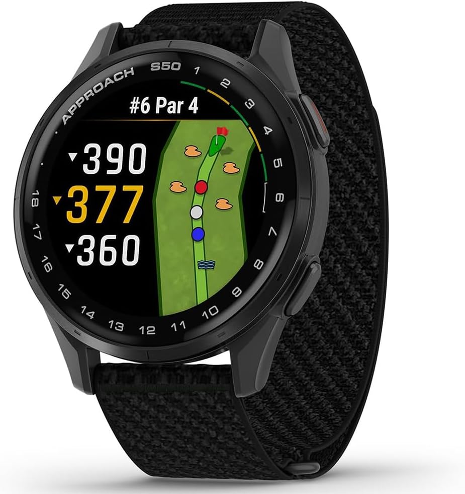 Garmin 010-03010-00 Approach S50, Advanced Golf GPS Smartwatch, AMOLED Display, On-Course Features Bundle with 3X Silicone Dust Cover, 2X 1.2 Screen Protector and 2 YR CPS Enhanced Protection Pack