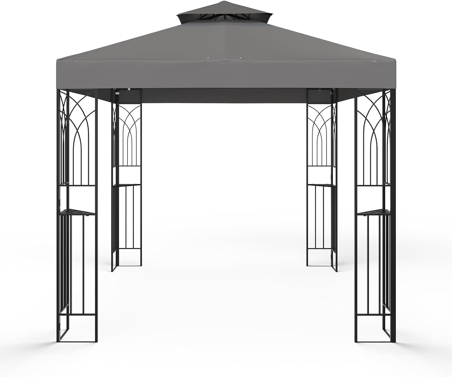 8x8 Outdoor Gazebo for Backyard, Patio Gazebo Tent with Corner Shelves, Gray