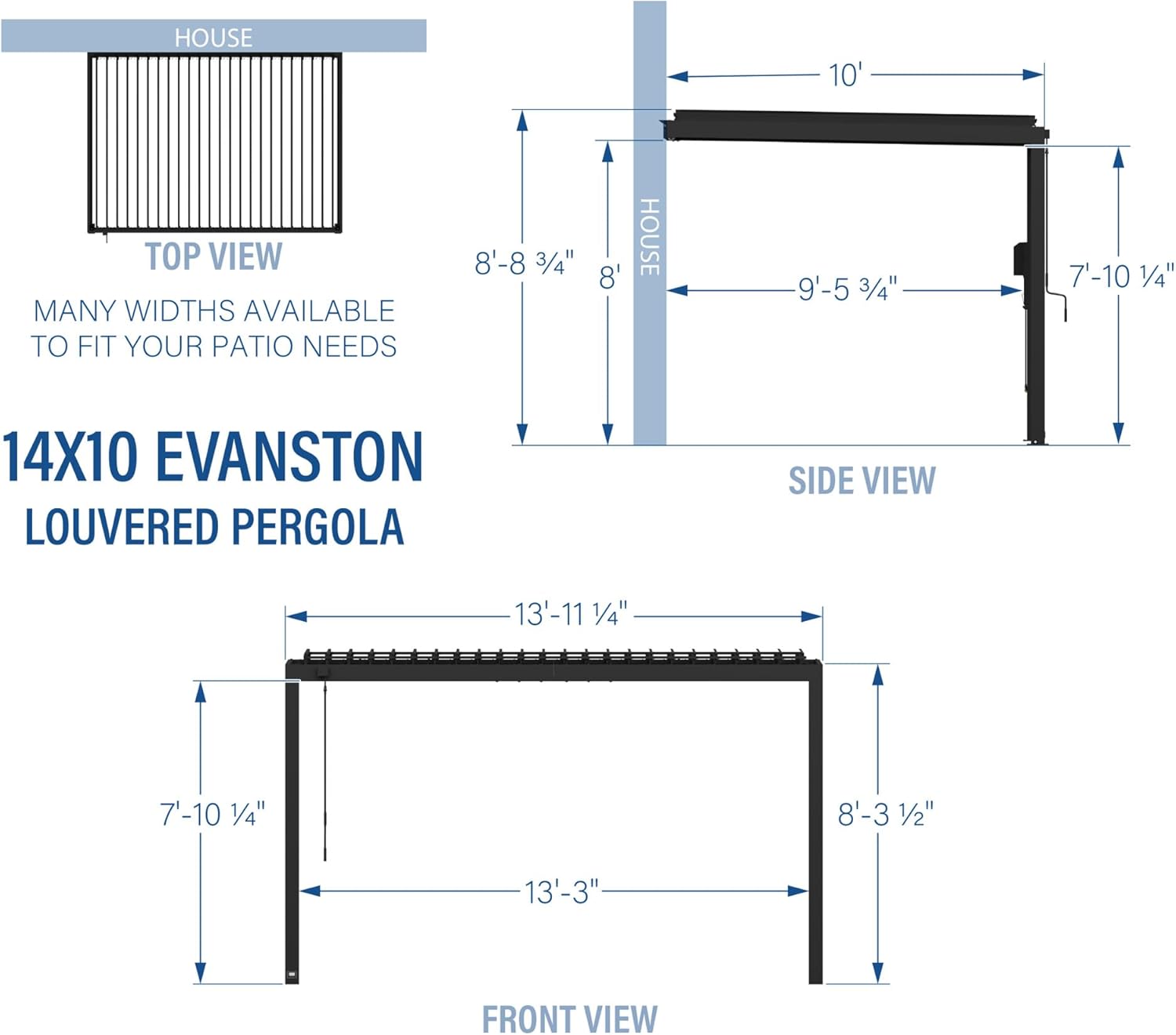 Backyard Discovery Evanston 14'x10' Galvanized Steel Wall-Mounted Louvered Pergola Kit with Adjustable Roof, Shade, Rain Protection, High-Wind Rating, PowerPort, Gutter System for Outdoor Patio, Deck