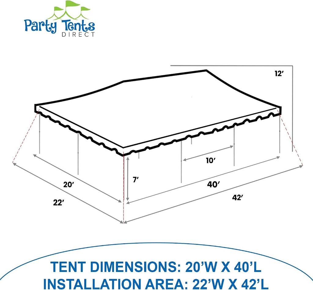 Party Tents DIRECT 20' x 40' Weekender West Coast Frame Style Party Tent | White PVC Top | for Weddings, Graduations, and Events