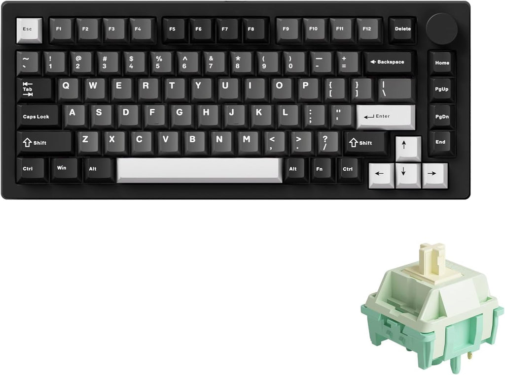 MONSGEEK M1 V5 Aluminum Mechanical Keyboard 75% Quick Release Gaming Keyboard Black & Silver with Knob 8000 mAh RGB Hot-swappable Pre-lubed Cilantro Switch