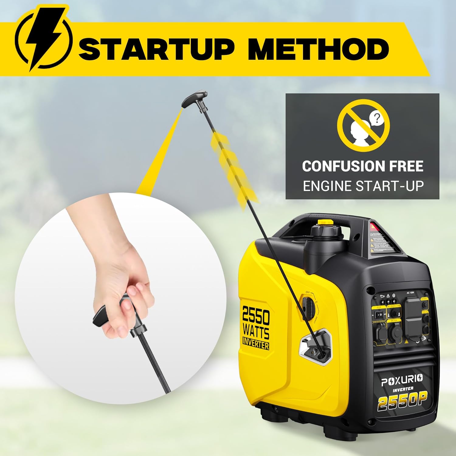 2550-Watt Portable Inverter Generator for Home Use, 1.06Gallon Large Fuel Tank Up to 10 Hours Use, 120V Gas Powered Generator Super Quiet - EPA Compliant-Yellow