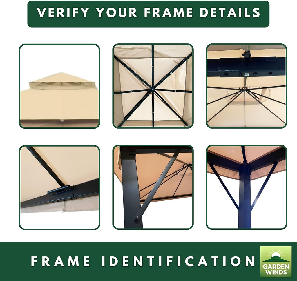 Garden Winds Reinforced Replacement Canopy Top Cover Compatible with The HD-GAZ2137, GAZ213 Laurel Canyon 10' x 10' Gazebo - Classic Sand, Riplock 350