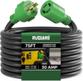 RVGUARD 4 Prong 30 Amp 75 Foot Generator Extension Cord, NEMA L14-30P/L14-30R, 125/250V Up to 7500W 10 Gauge SJTW Generator Cord with Cord Organizer, ETL Listed