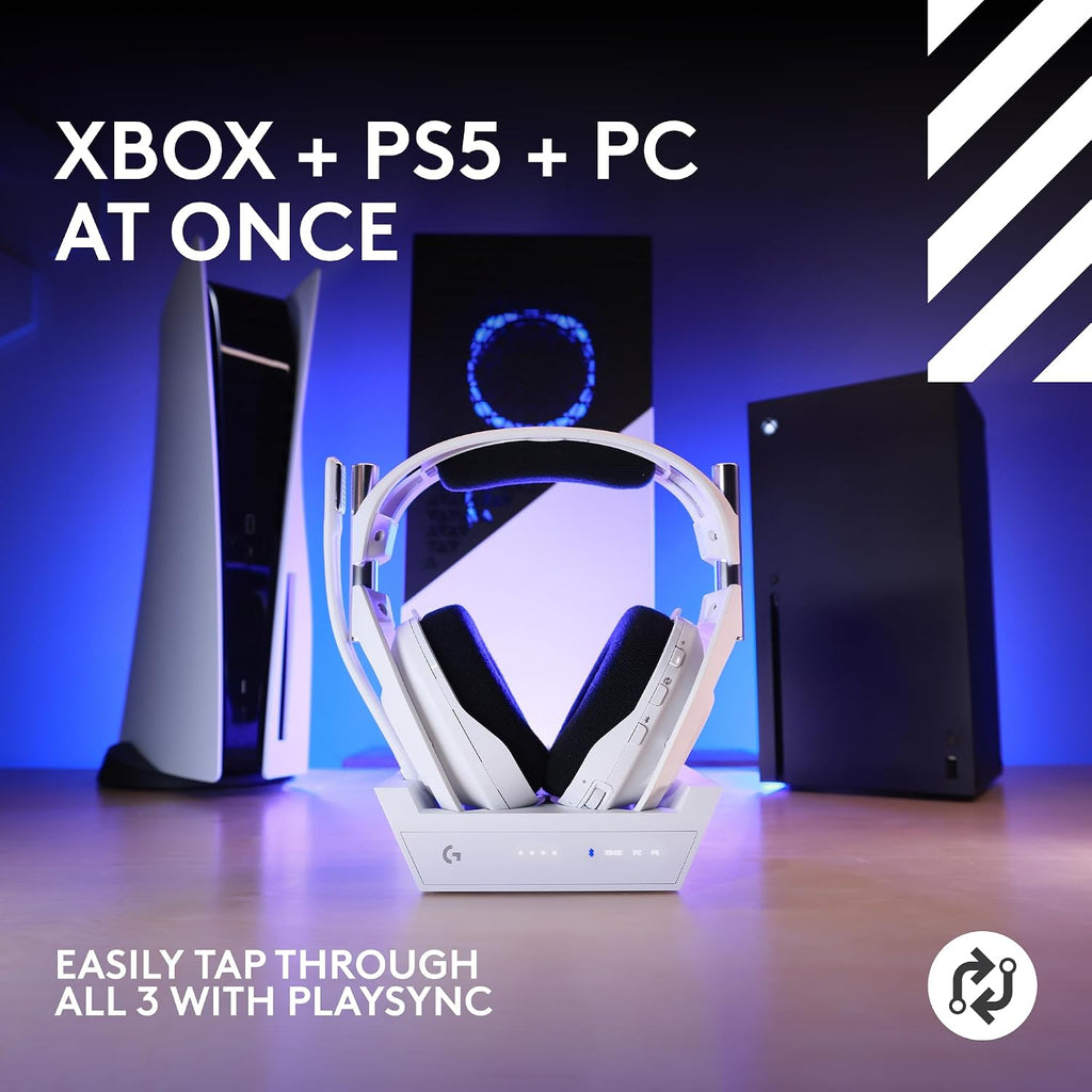 Logitech G Astro A50 X Omni-Platform Wireless Gaming Headset + Base Station for PS5, Xbox, PC - White