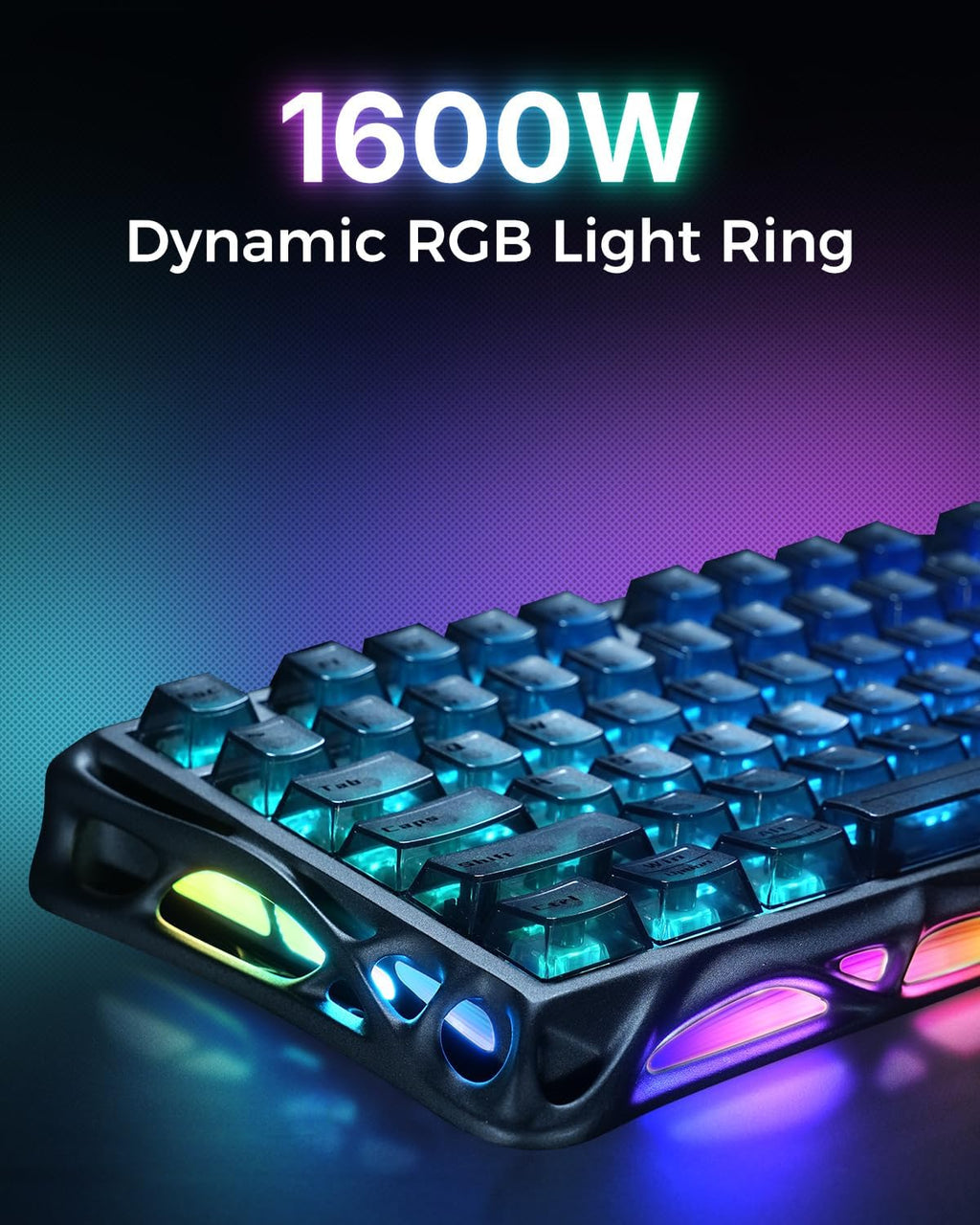 GravaStar Mercury V75 Gaming Keyboard – Hall‑Effect Magnetic‑Switch Keyboard, 8000 Hz Polling, 0.005RT, Wired USB-C, Adjustable Actuation, Semi‑Aluminum Chassis (Stealth Black, V75)