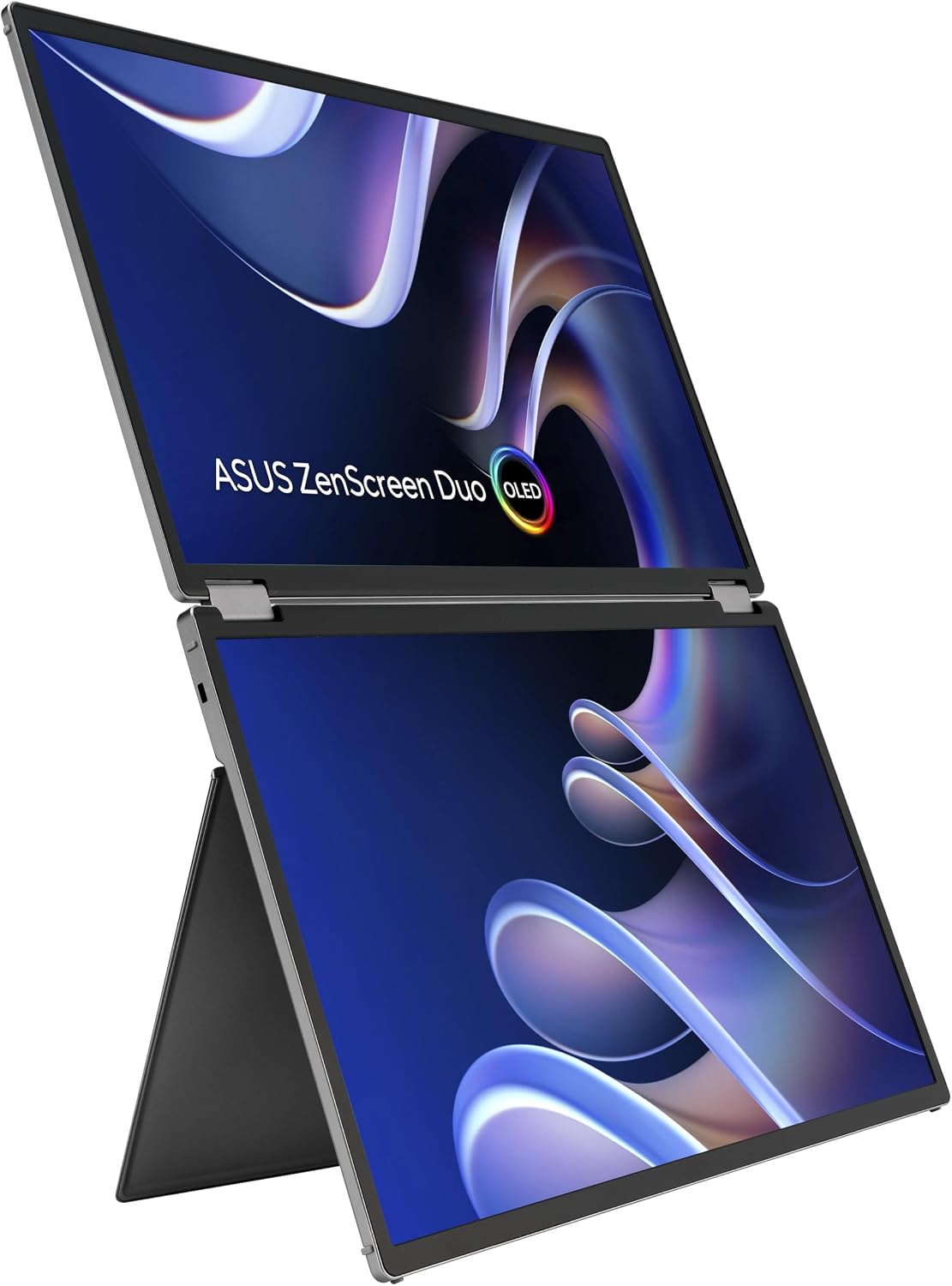 ASUS ZenScreen Duo OLED 360° Foldable Portable Monitor (MQ149CD) - Dual 14-inch, 16:10, 1920x1200, DisplayHDR400 True Black, 100% DCI-P3, Delta<2, Dual USB-C, Mini-HDMI, Kickstand, 3 yr Warranty