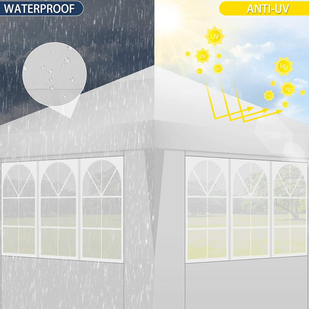 COBIZI Canopy 10'x10' Ez Up Canopy Waterproof Pop up Tent with 4 Removable Sidewalls, Commercial Instant Canopy with Air Vent, 4 Weight Bags, Carry Bag(10x10ft with 4 Sides & 4 Sandbags, Claret)