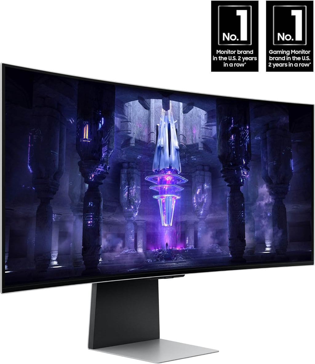 Samsung 34' Odyssey G85SB Series QD-OLED Ultra WQHD Curved Gaming Monitor, 175Hz, 0.03ms, DisplayHDR True Black 400, AMD FreeSync Premium Pro, Advanced Game Streaming, LS34BG850SNXZA