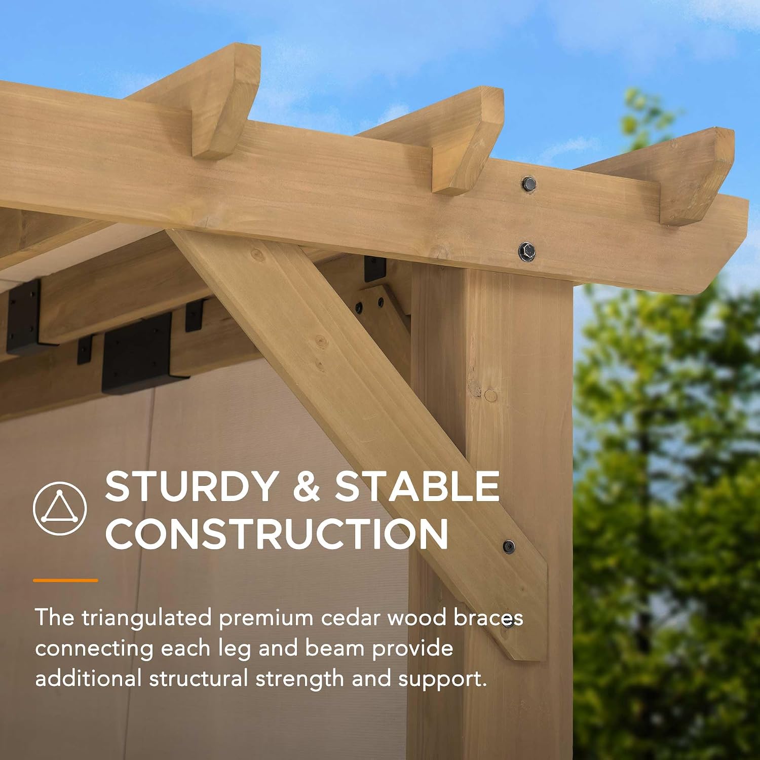 Sunjoy Cedar Pergola 10 x 11 ft. Wooden Hot Tub Pergola with Adjustable Canopy and Privacy Screen by SummerCove