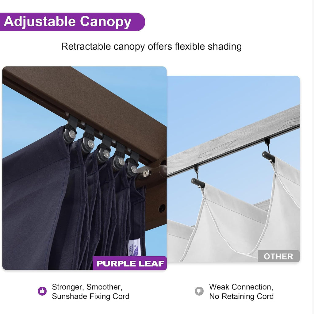 PURPLE LEAF Pergola 10' X 10' Outdoor Retractable Metal Pergola with Canopy Patio Shade for Garden Yard Pavilion Grill for Beach Deck Gazebo, Navy Blue