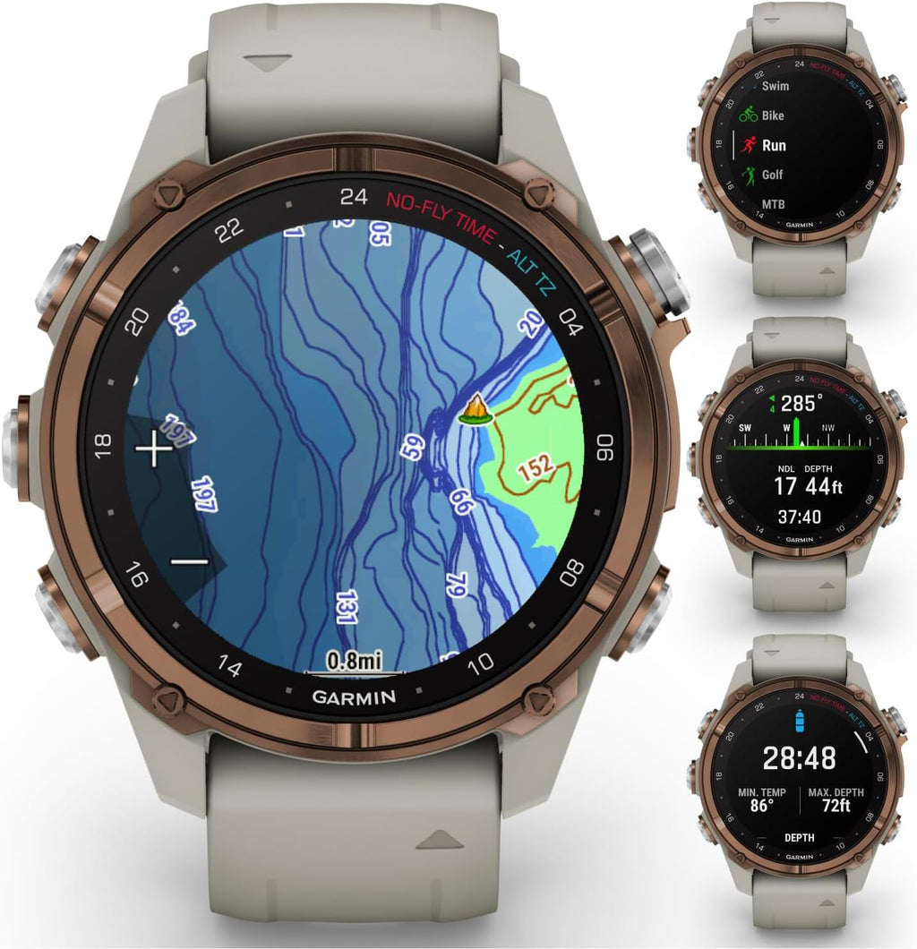 Garmin Descent Mk3 & Mk3I 51 MM & 43 mm, Titanium Dive Computer - Extra-Long Strap | Up to 25 Days Battery Life, AMOLED Display, Multi-Band GPS Smartwatch & Gift Bundle (010-02753-13)