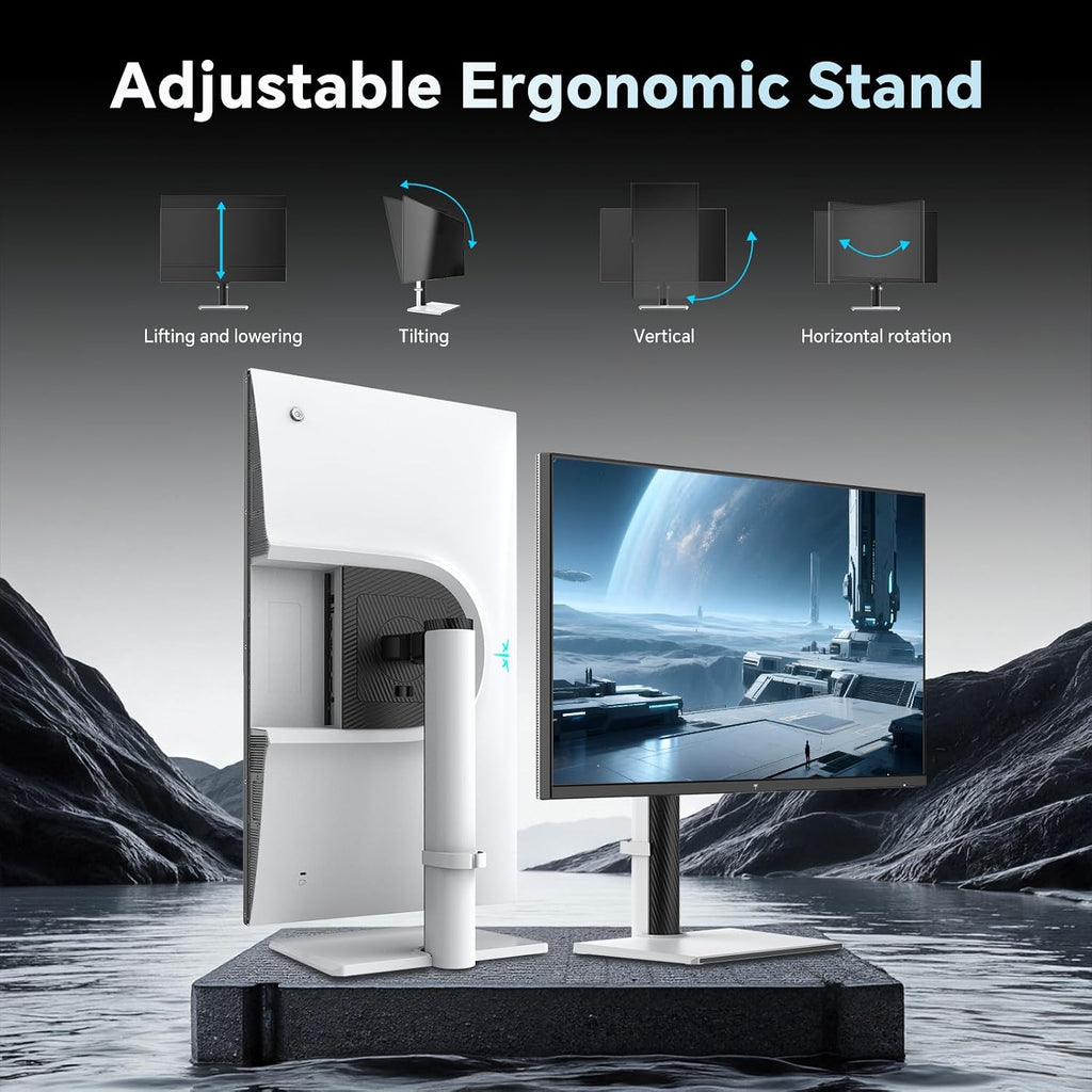KTC 27 Inch 2K 200Hz Gaming Monitor, QHD 1440P White Monitor with Built-in Speakers, Up to 210Hz, Fast IPS, Adaptive Sync, HDR400, Height/Tilt/Swivel/Pivot Vertical Monitor, H27T6