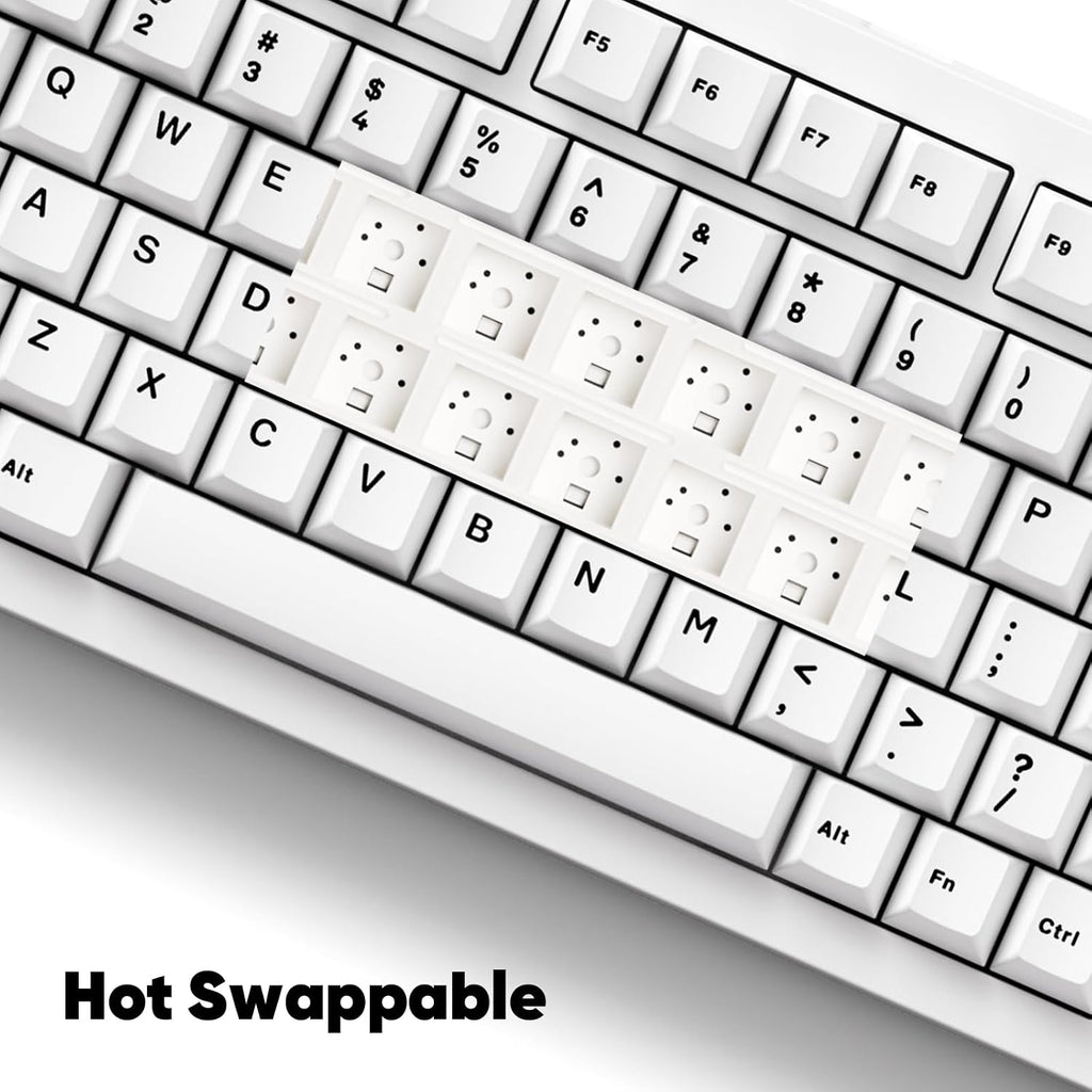 MONSGEEK M1 V5 Aluminum Mechanical Keyboard 75% Quick Release Gaming Keyboard Blcak on White with Knob 8000 mAh RGB Hot-swappable Pre-lubed Cilantro Switch