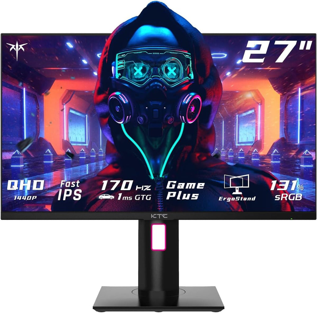 KTC 27' 1440p 170Hz Gaming Monitor, 2K QHD 1ms GTG Fast IPS, HDR, HDMI/USB C/DP, FreeSync & G-Sync, Swivel Tilt Height Pivot Adjustable, H27T22