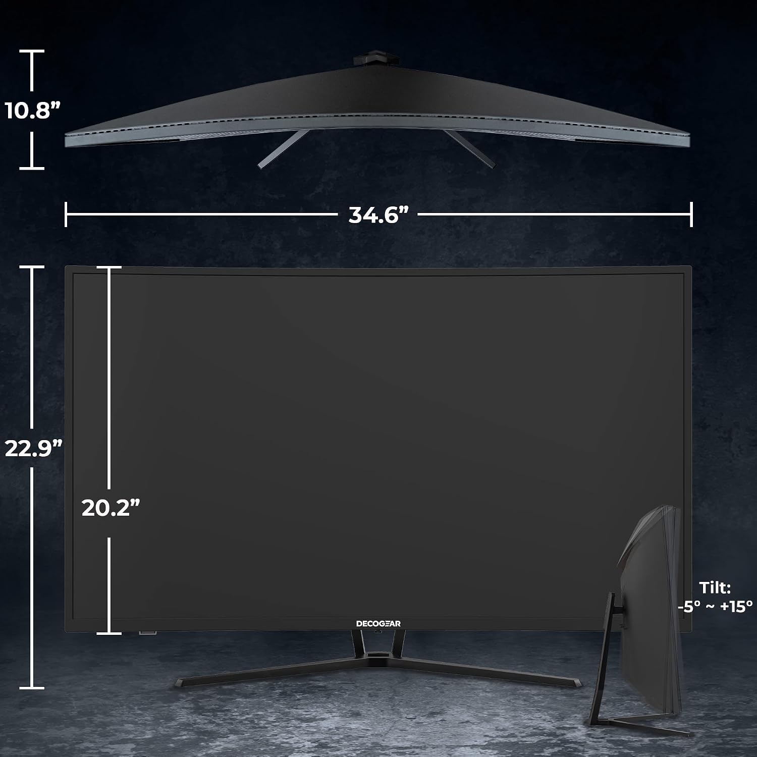 Deco Gear 39' Curved Widescreen Gaming Monitor | 2560x1440 | 1ms MPRT | 165 Hz | 16:9 | HDR400 | 4000:1 | 1 x HDMI | 1 x DisplayPort - Limited Black Edition