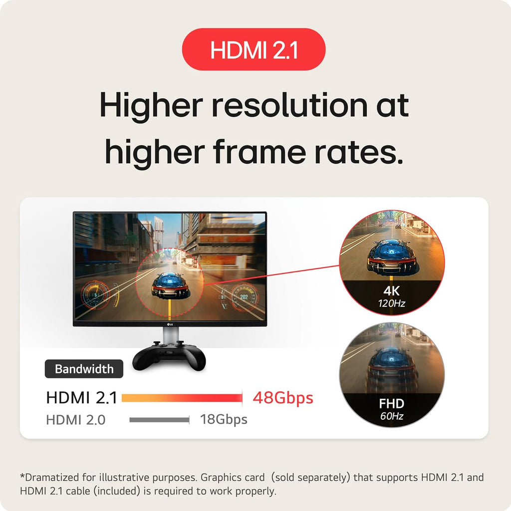 LG 27' Ultragear 4K UHD (3840x2160) Gaming Monitor, 144Hz, 1ms, VESA DisplayHDR 400, G-SYNC and AMD FreeSync Premium, HDMI 2.1, DisplayPort, 4-Pole HP Out DTS HP:X, Tilt/Height/Pivot Stand, Black