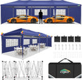 COBIZI 10x30 Pop Up Canopy Tent with 5 Sidewalls Party Tents for Parties Weddings Backyard Waterproof Commercial Instant Outdoor Events Tent with Stakes, Ropes,Sandbags（10 x 30 ft Navy Blue