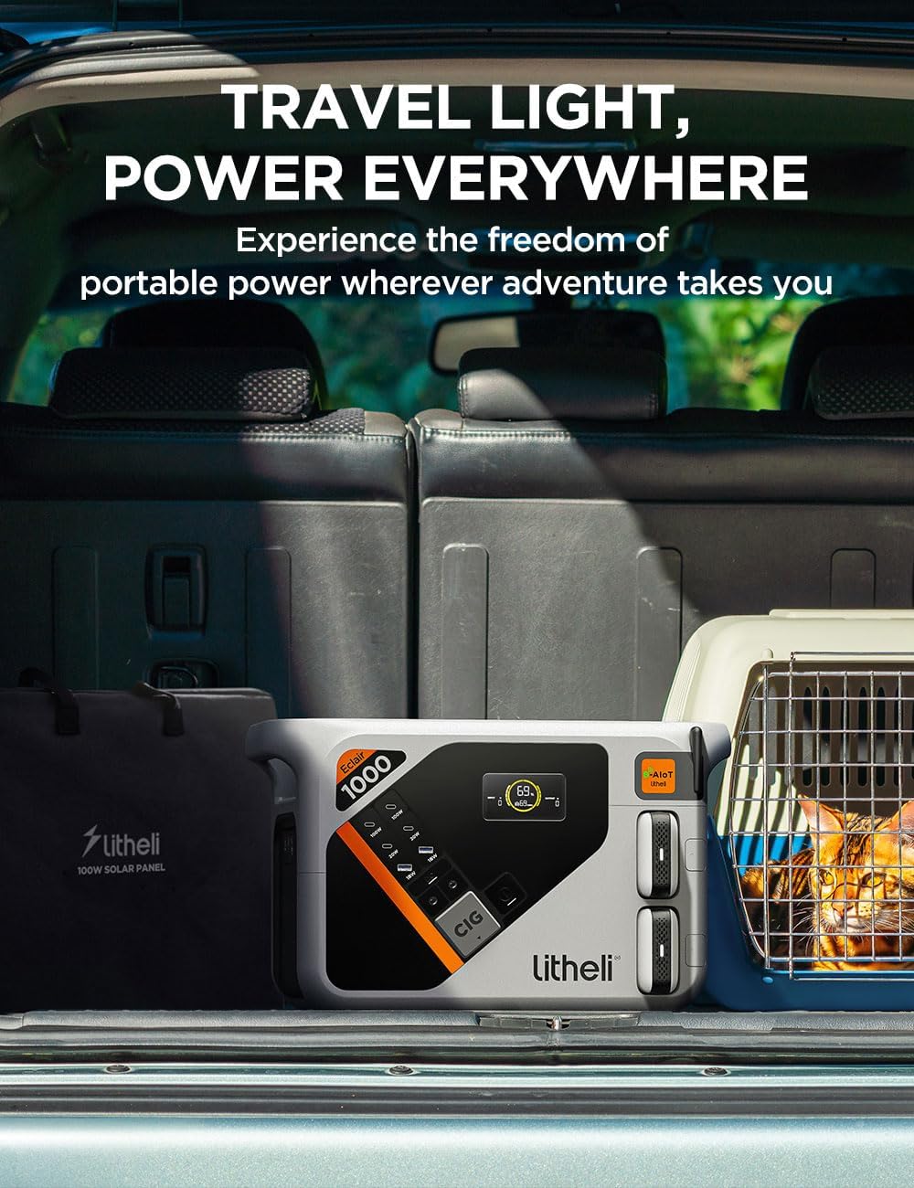 Litheli Portable Power Station Eclair 1000, 1800W Solar Generator, 1069Wh Outdoor Generator, 1H Fast Charging LiFePO4 Power Station for Outdoor Camping, Emergency and RVs(Solar Panels Optional).