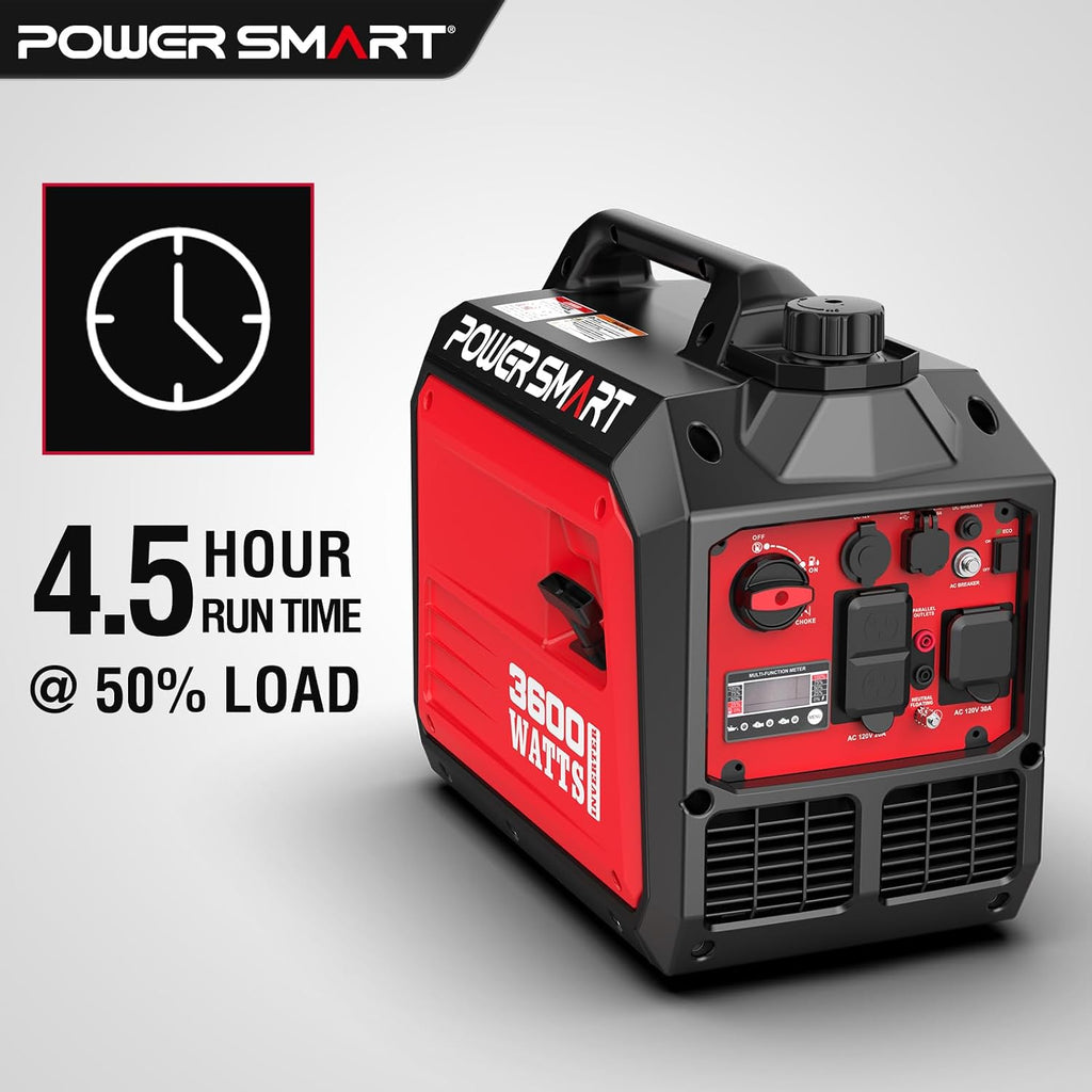 PowerSmart 3600-Watt Portable Inverter Generator, Quiet Technology, RV Ready 30A Outlet, Camping, Home use