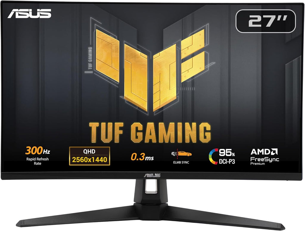 ASUS TUF Gaming 27' 1440P Monitor (VG27AQM5A) - QHD (2560x1440), 300Hz, Fast IPS, Extreme Low Motion Blur Sync, 0.3ms, Speaker, 95% DCI-P3, Shadow Boost, DisplayWidget Center, 3 yr Warranty