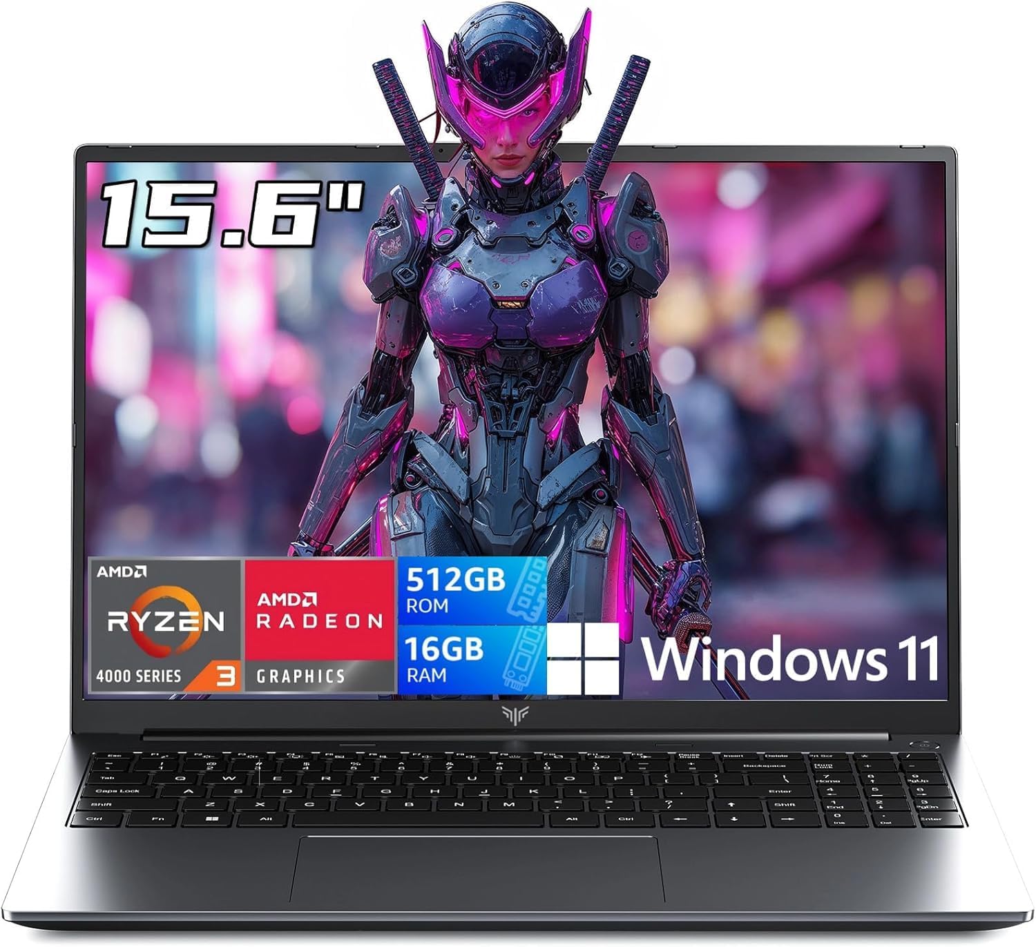 Gaming Laptop with AMD Ryzen 4300U Processor, 15.6' FHD Screen Laptop Computer with Radeon Graphics, 16GB RAM 512GB ROM Laptops Work Student Windows 11 Laptop, Wi-Fi, Type-C, HDMI, Webcam Cover Slide