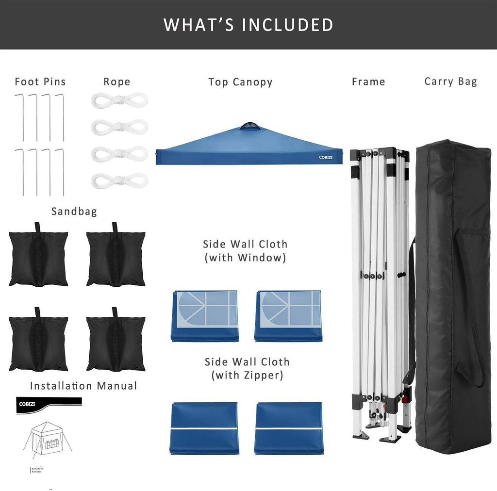 Canopy 10x10 Waterproof Pop up Tent with 4 Sidewalls, Outdoor Event Shelter Sun Shade Party Commercial with Air Vent, 4 Weight Bags, Carry Bag