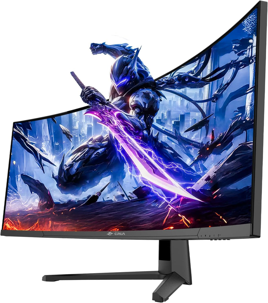 CRUA 45' Curved Gaming Monitor, 240Hz DQHD 5120×1440 UltraWide 32:9 VA Screen Computer Monitors, 120% sRGB,1500R, AMD FreeSync Compatible, Built-in Speakers, HDMI 2.1 & DP 1.4, Wall Mountable – Black