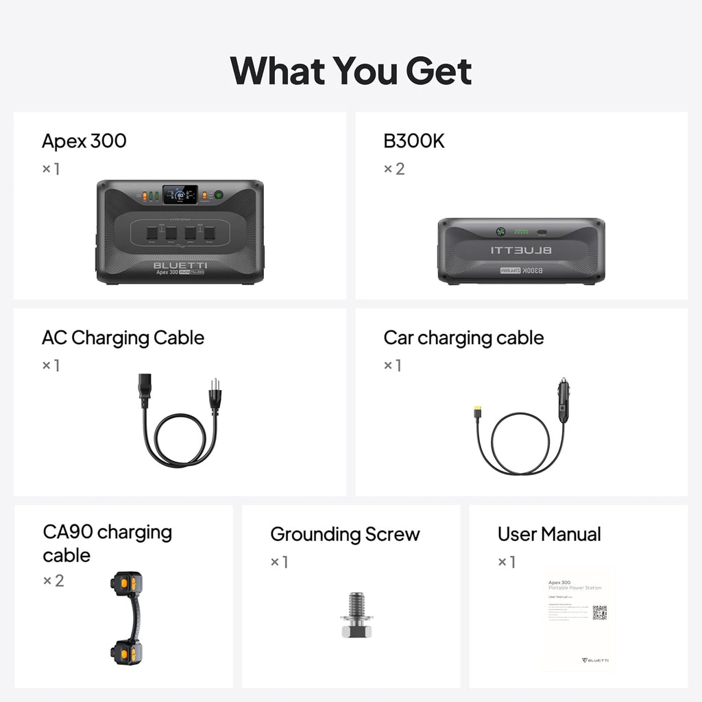 BLUETTI Apex 300 Solar Generator & 2 B300K, 8294.4Wh LFP Battery Backup with 6 3840W AC Outlets (7680W Surge), 120V/240V Dual Voltage Output, Modular Power for Home, RV and Emergencies