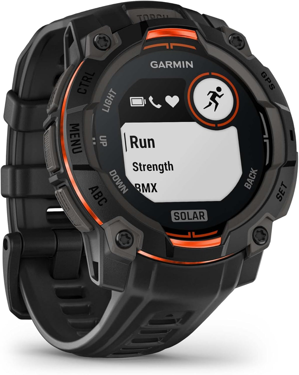 Garmin Instinct 3 Solar 45 mm, Rugged Outdoor GPS Smartwatch, Metal-Reinforced Bezel, Built-in Flashlight, Up to 28 Days of Battery Life, Black with Black Band Bundle