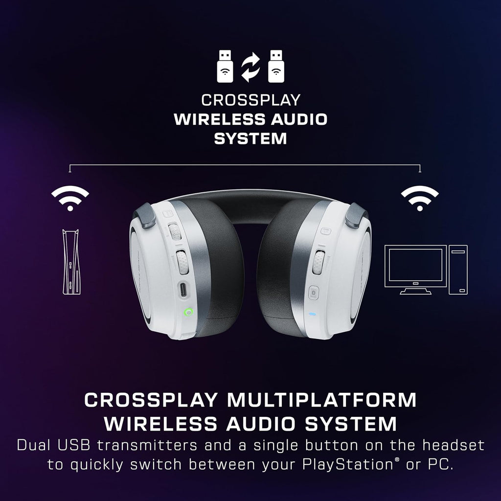 Turtle Beach Stealth 700 Wireless Multiplatform Amplified Gaming Headset for PS5, PS4, PC, Mobile – AI Noise-Cancelling Mic, Bluetooth, Rechargeable Battery, Dual Transmitters, White (Renewed)