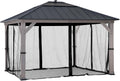 Sunjoy Mosquito Netting for 11 ft. ×13 ft. Wood-Framed Gazebos, Outdoor 4-Panel Sidewall Mesh Netting Screen with Zipper, Black