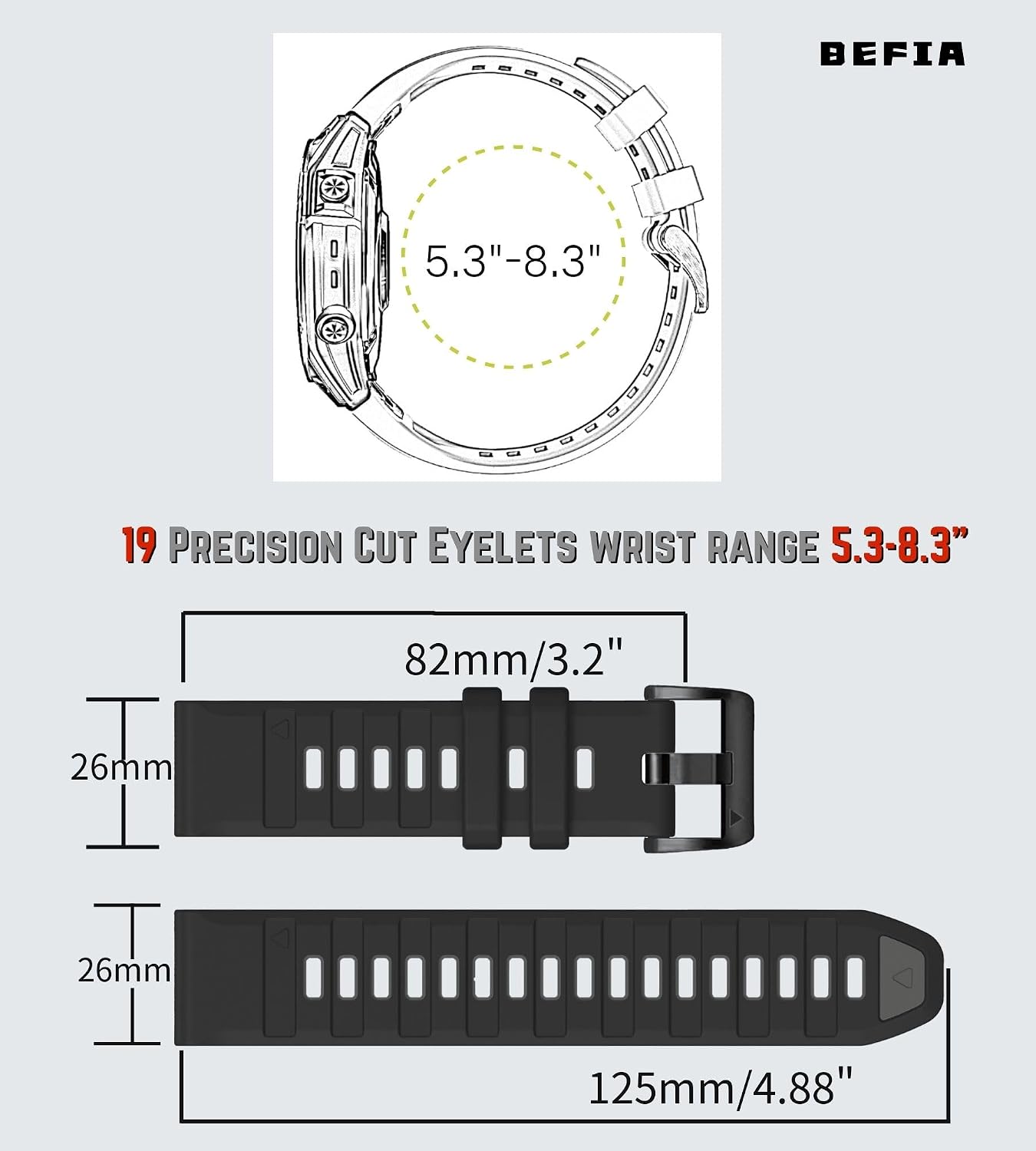 26mm Watch Band for Garmin Fenix 8 51mm 5x 6x pro 7x pro sapphire solar, quickfit 26 watch bands for Garmin enduro tactix delta rubber