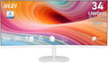 msi PRO MP341CQW E12 34-inch VA 3440 x 1440(UWQHD) Computer Monitor, 120Hz, Adaptive-Sync, HDMI, DisplayPort, VESA Mountable, Speaker, 1ms, White