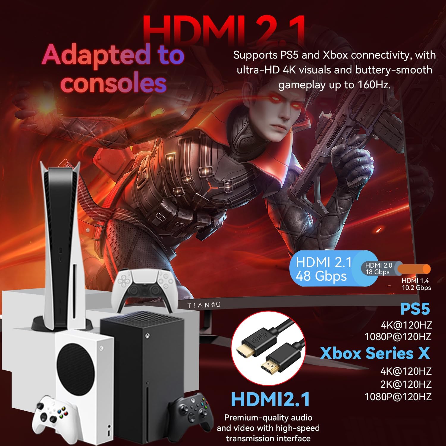 32Inch 4K Curved Monitor,160Hz UHD(3840 x 2160) Curved Gaming Monitor,1ms AMD FreeSync Premium,1500R,125% sRGB,95% DCI-P3,Monitor with Speaker,HDMI2.1,DP1.4,VESA