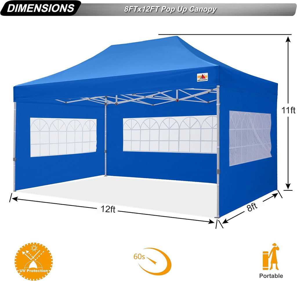 ABCCANOPY Outdoor Winter Gazebo 8x12, Premium Instant Pop Up Canopy Tent with Elegant Church Window,Snow and Rain Protection, Bonus Wheeled Bag,Royal Blue