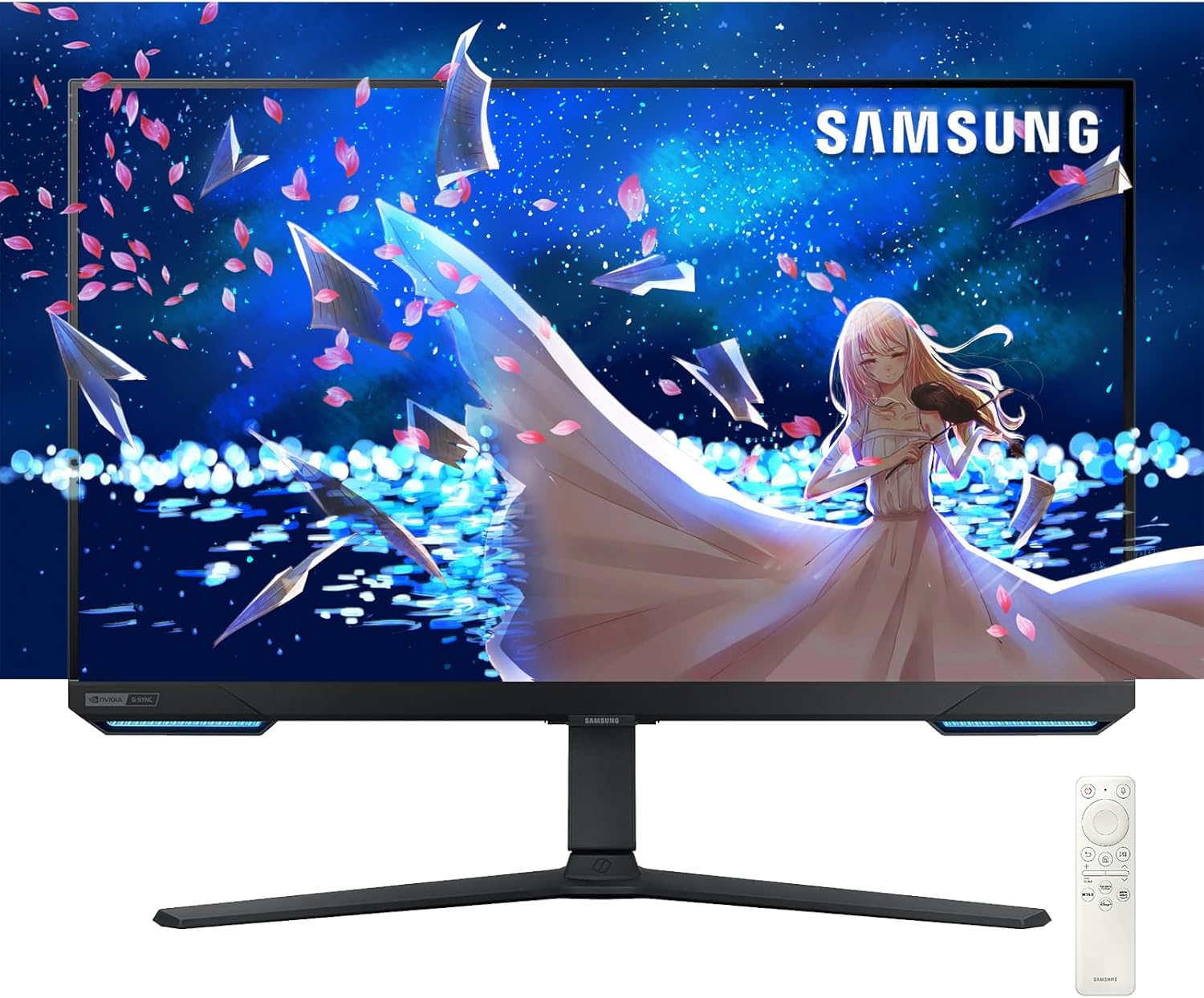 Samsung 28' Odyssey 4K UHD(3840x2160) Gaming Monitor | Smart TV | Game BAR | Built-in Speakers | HDR 400, 144Hz, 1ms | FreeSync Premium Pro Compatible and G-Sync | Wi-Fi 5 | Includes Remote Control