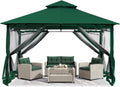 ABCCANOPY Gazebos for Patios 10x12 - Outdoor Steel Frame Gazebo with Mosquito Netting for Lawn Backyard Garden Deck (Forest Green)