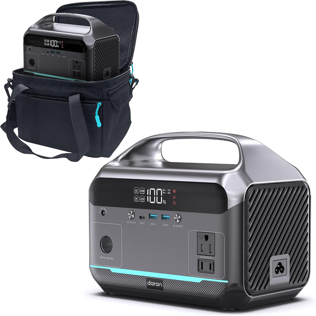 DARAN Portable Power Station, 288Wh LiFePO4 Battery, 350W (600W Peak) Power Bank with AC Outlet, Mini Solar Generator 7-Port Design, 2.1Hrs Fast Charing for Emergency, Hurricane (Solar Optional)