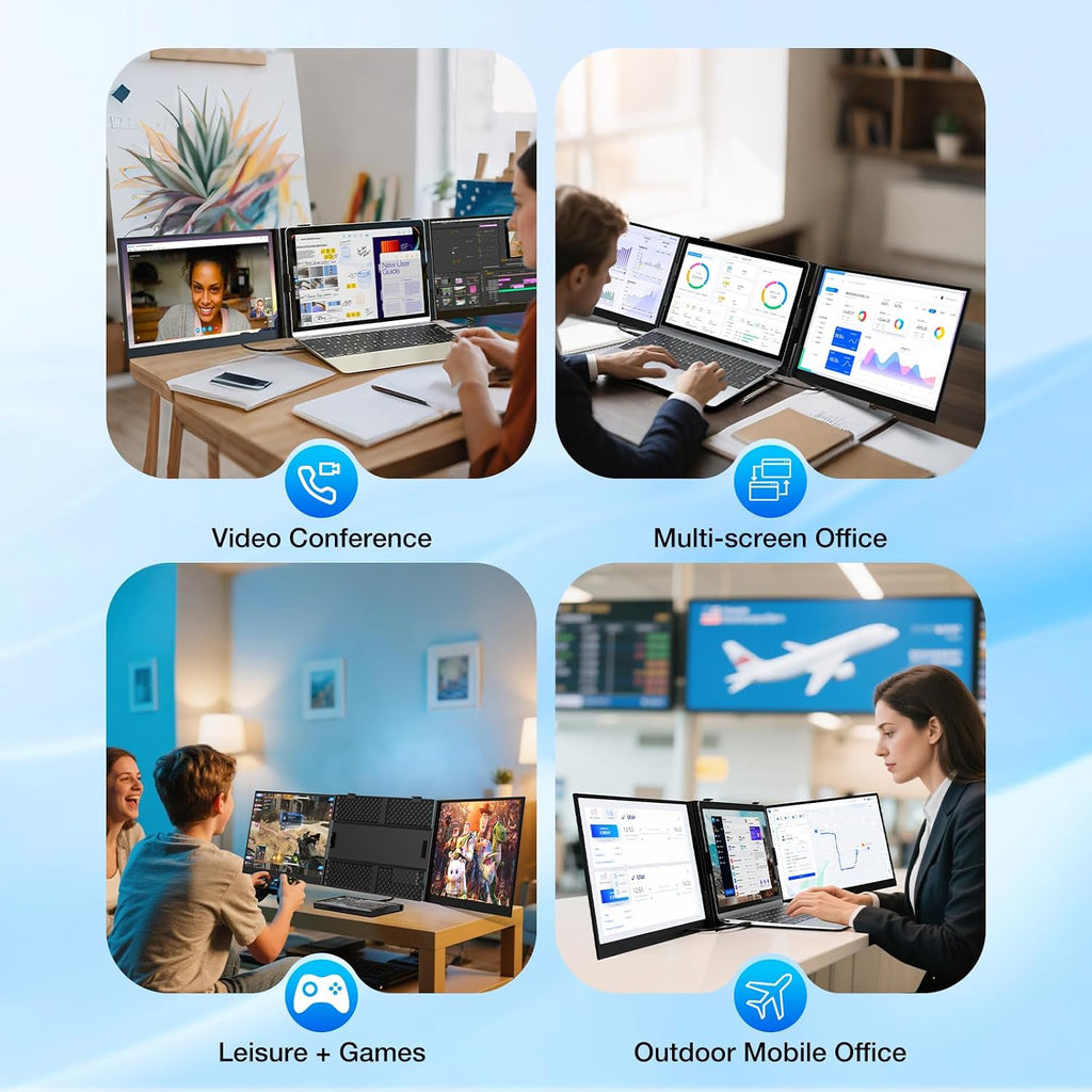 Laptop Screen Extender, Ultra-Thin 15.6' FHD 1200P 16:10 Portable Monitor for Laptop, Lightweight Travel Monitor Extender Plug & Play for 14.2'-17.3' Laptops, Compatible with Wins/Mac/Android/Chrome