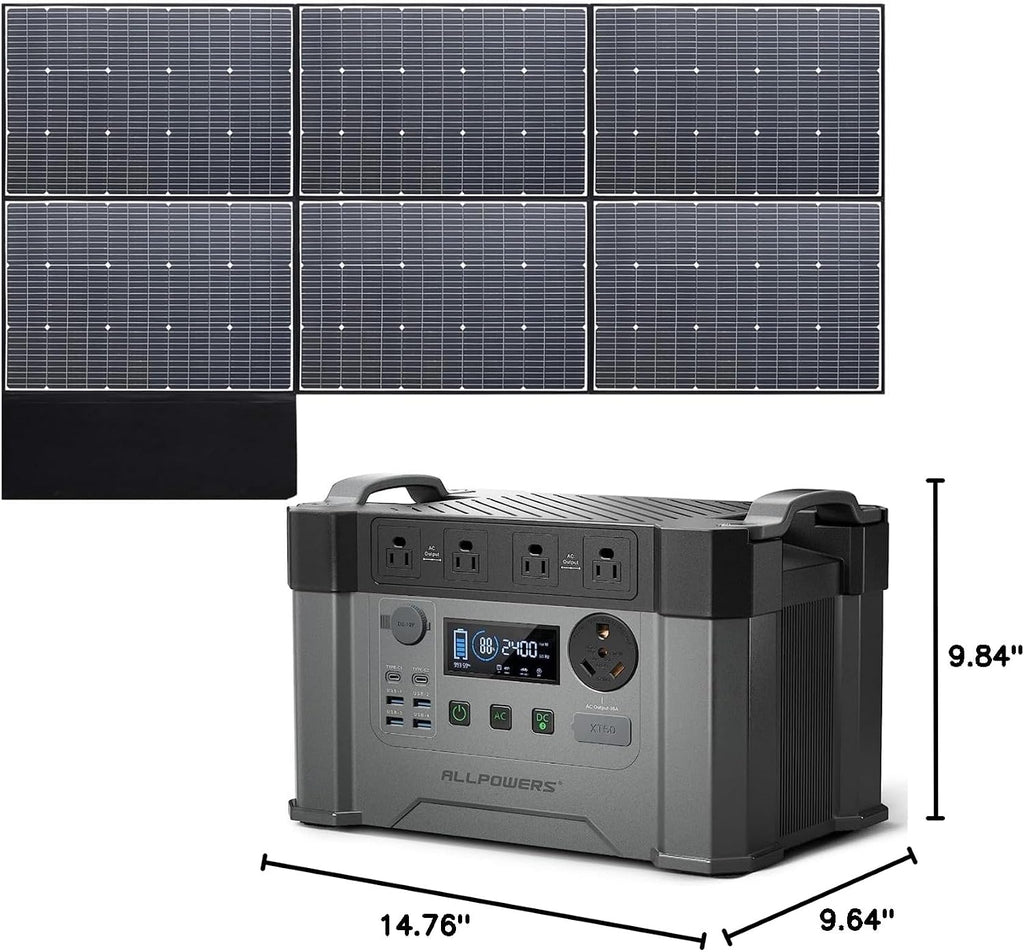ALLPOWERS S2000 Pro Portable Power Station with SP039 Panel Included, 1451.6Wh MPPT Solar Generator 2400W with Portable Solar Panel 600W for Outdoor Camping Home Emergency
