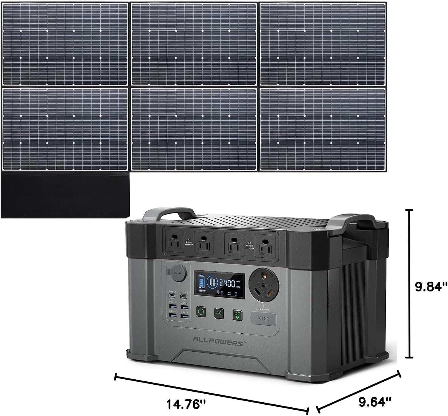 ALLPOWERS S2000 Pro Portable Power Station with SP039 Panel Included, 1451.6Wh MPPT Solar Generator 2400W with Portable Solar Panel 600W for Outdoor Camping Home Emergency