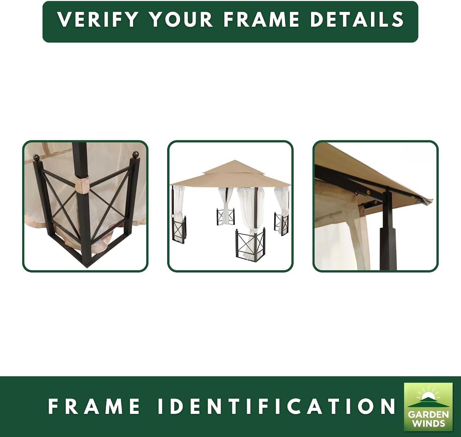 Garden Winds Reinforced RipLock 350 Replacement Canopy Top Cover Compatible with Harbor 12' x 12' Gazebo Models X1250B, GFS01250B, GFS01250A - Beige