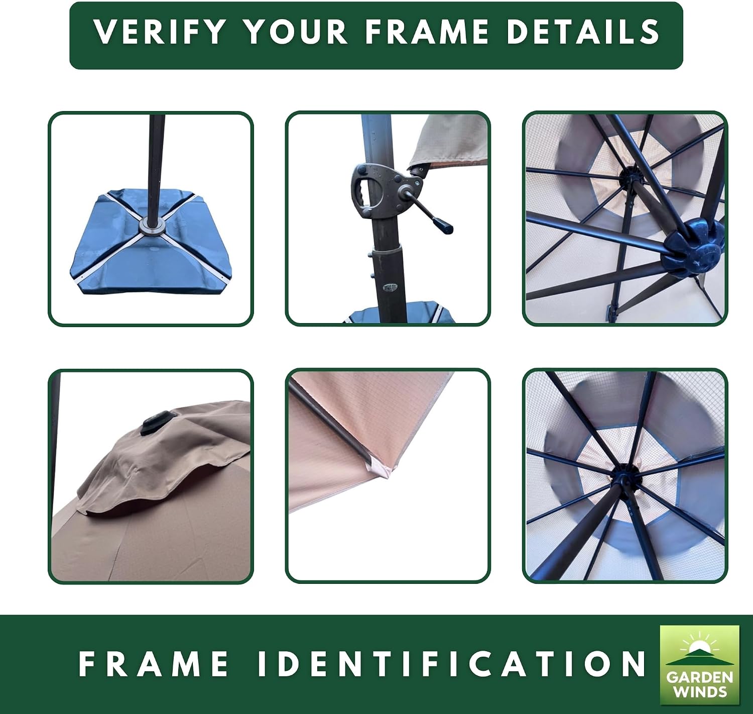 Garden Winds Reinforced Replacement Canopy Top Cover Compatible with The Abba Patio 11' Round Umbrella - Classic Sand, Riplock 350
