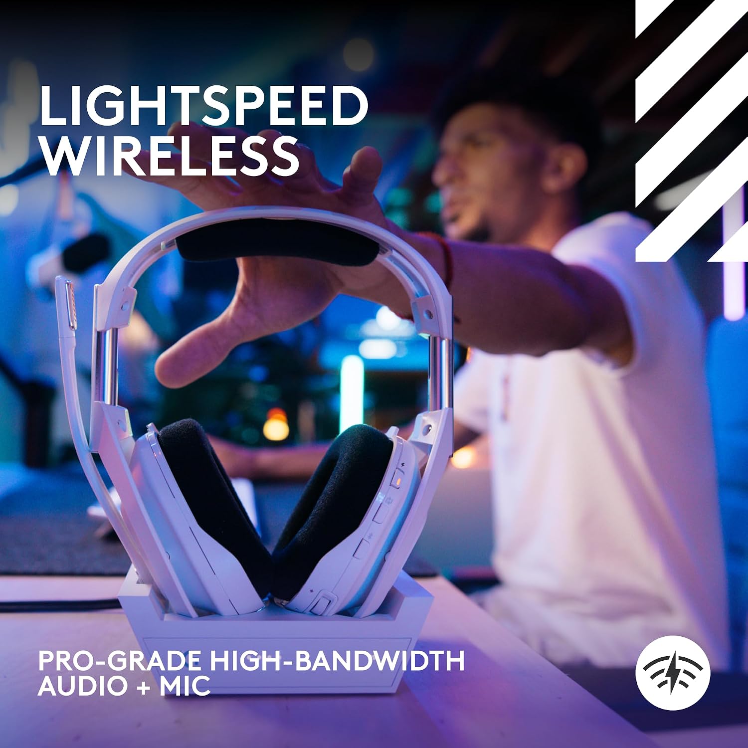Logitech G Astro A50 X Omni-Platform Wireless Gaming Headset + Base Station for PS5, Xbox, PC - White
