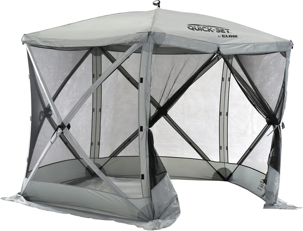 CLAM Quick-Set Pop Up Screen Tent, Venture, 9 x 9 ft, Instant Setup Gray Portable Outdoor Gazebo Canopy Shelter, Compact Bug-Free Camping Tent for Backyard, Beach, Tailgating - Gray