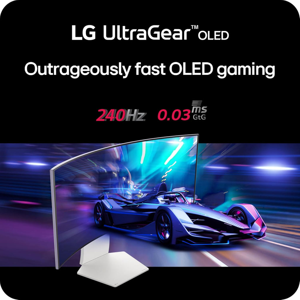 LG 34GS95QE 34-inch Ultragear OLED Curved Gaming Monitor WQHD 1440p 800R 240Hz 0.03ms AMD FreeSync Premium Pro NVIDIA G-Sync HDMI 2.1 DisplayPort Tilt/Height/Swivel Stand White
